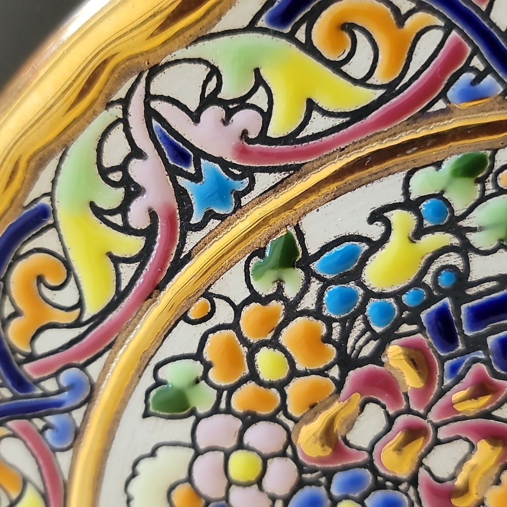 Spanish Wall Plate 24kt Gold Trim. 9” Diameter. Inlaid Hand Crafted In Sevilla - Picture 8 of 15